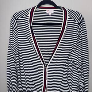 Talbots + Oprah Magazine Collection Womens 1x Striped Button Cardigan Sweater